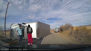 Box Truck Tips Over During Turn