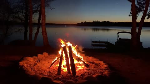 Lakeside Campfire | Relaxing Fire & Nature Sounds