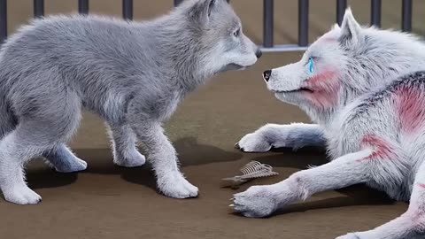 The poor wolf mother sacrificed herself to save her cub... #wolfgame #wolf