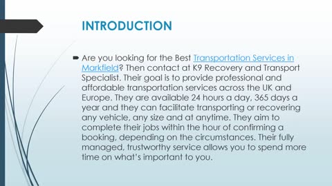 Best Transportation Services in Markfield