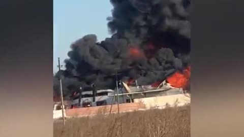 Paint Warehouse in flames after bombing by Russians - Russia-Ukraine war - #shorts
