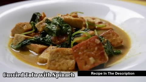 Keto Recipes - Curried Tofu with Spinach