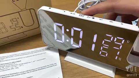 LED Digital Alarm Clock Radio Projection Multifunction Bedside Time Display