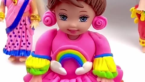 Diy how to make polymer clay miniature rainbow doll dress diy easy polymer tutorial