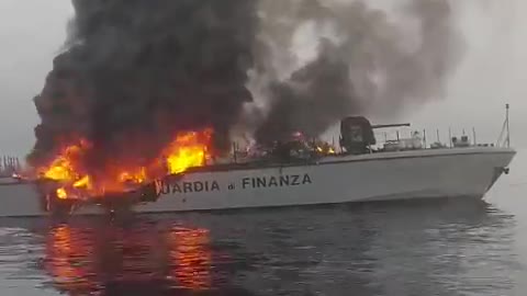 Boat on fire