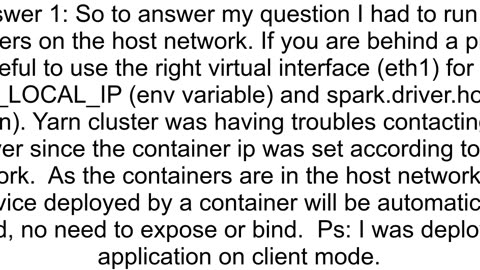 Sending sparksubmit inside a docker container to a YARN cluster