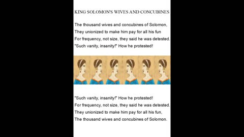 KING SOLOMON OF ISRAEL'S THOUSAND WIVES & CONCUBINES MAKE AN ISRAELI UNION, A DOUBLE CLERIHEW POEM SUNG ACAPELLA