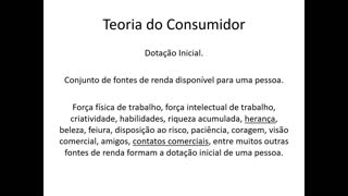 Microeconomia 035 Teoria do Consumidor Restrição Orçamentária e Dotação Inicial