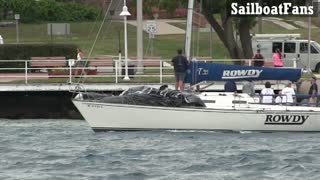 ROWDY Sailboat Light Cruise Under Bluewater Bridges In Sarnia