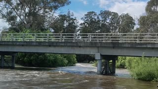 Current flood at Meander River at Westbury Tas Australia