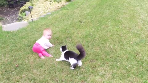 Baby and Cat Fun and Cute/Funny Baby Video