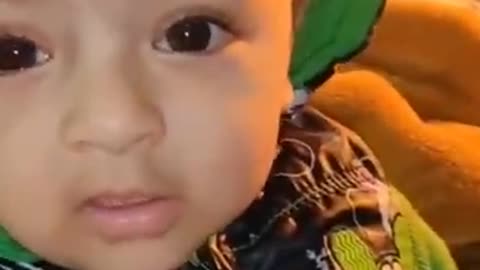 # cute baby saying papa in the cutest way really superb