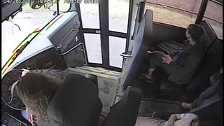 Bus Driver Stops Student From Stepping In Front Of Speeding Car