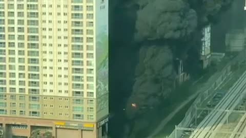 A fire in the city center