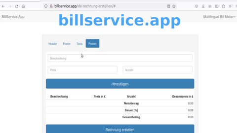 Kostenlos Rechnung online erstellen - Billservice.app