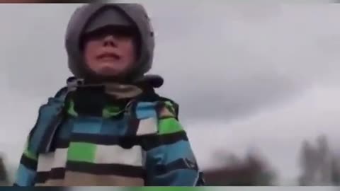 Ukraine boy crying walking alone