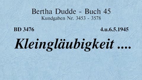 BD 3476 - KLEINGLÄUBIGKEIT ....