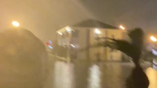 Hurricane Nicholas on SV Imagine flooding the marina lot