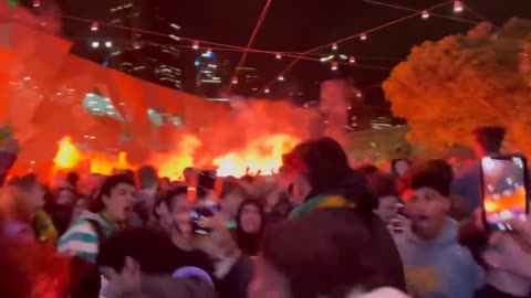 Crazy Scenes In Australia As Fans Celebrate The Win Against Denmark And Reaching The Round Of 16