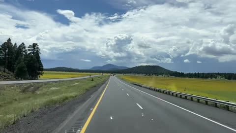 Driving on top of a mountain in Arizona