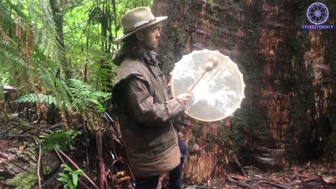Shamanic Drumming In the Forest - 22 Inch Drum - Birds & Raindrops