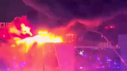 Footage of massive fire at Crocus City Hall in Moscow region during the deadly attack