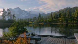 8 Hours of Birds Singing on the Lakeshore and Water Sounds - Relaxing Nature Sounds - Mount Shuksan