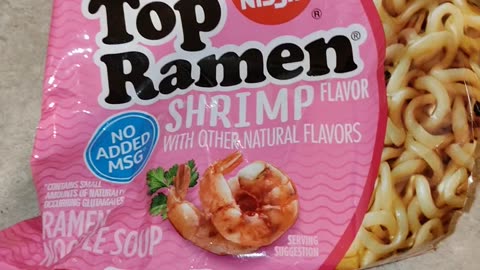 Eating Nissin Top Ramen Shrimp Flavor, Dbn, MI, 9/9/23