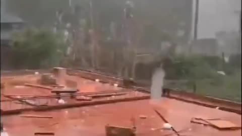 Tornado and hail over Guangzhou area in southern China The hail was the size of