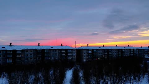Beautiful sky in Vorkuta in the evening