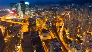 View from Drone of New York city in the night there are so many lights