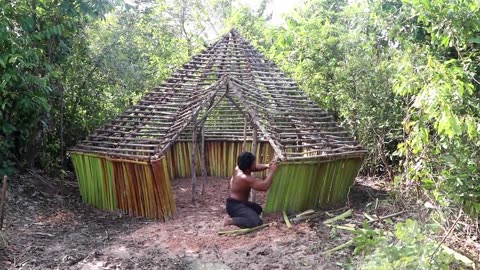 Build The Most Beautiful Ancient House in Deep Jungle By Ancient Skill || UNIQUEINVENTION ||