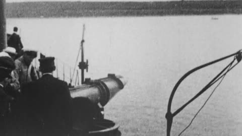 Discharging Whitehead Torpedo (1900 Original Black & White Film)