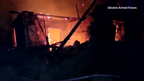 Firefighters tackle Russian missile strike in Odesa