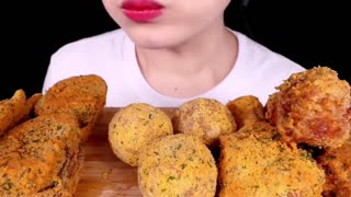 ASMR | Mukbang | Fried Chicken and Cheese ball