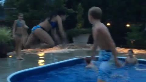 Girl bellyflops into pool. NOT SUMMER READY