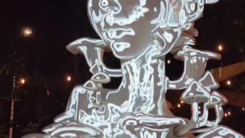Projection mapping on sculpture at the One Hotel during Art Basel Miami