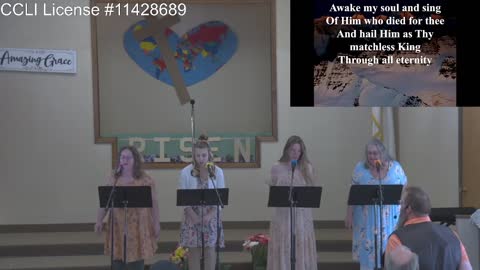 Moose Creek Baptist Church sings “Crown Him with Many Crowns“ During Service 4-17-2022