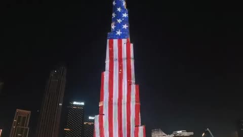 US Flag Presented At Burj Khalifa On 4th Of July