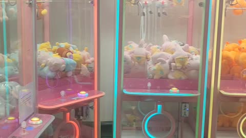 Unexpected claw machine arcade in tiny mall in Singapore