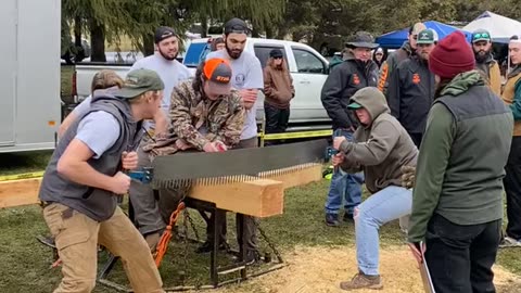 Woodsmans timber sports event cross cut saw SUNY ESF Rangerschool