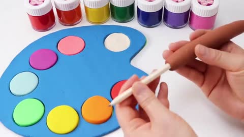 How to Make Rainbow Art Palette and Color Brush with Play Doh
