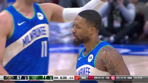 NBA - Dame connects from deep for the 4-point play 🎯 Nuggets-Bucks
