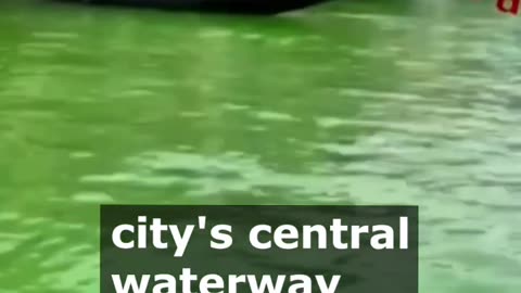 Venice's Central Waterway Turns Fluorescent Green, Prompting Investigation
