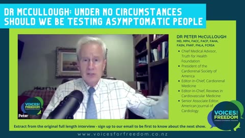 Dr Peter McCulloch Warns Under No Circumstances Should We Be Testing Asymptomatic People