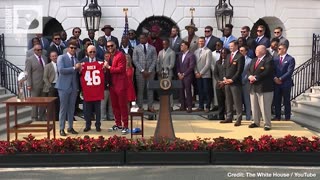 Kansas City Chiefs' Travis Kelce Tries to Speak from Presidential Podium, Immediately Gets Shut Down