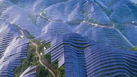 Energy Mountains~Solar Panels On Mount Taihang Located On the Eastern Edge Of The Loess Plateau In China’s Henan..Shanxi And Hebei Provinces