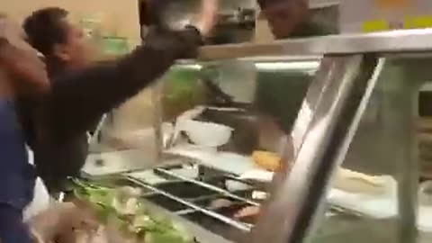 Rude customer hurling abuse at Subway employees