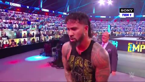 Jey Uso service a low blow to Kevin owmen' on Roman Reing orders | WWE Smackdown on Sony ten 1