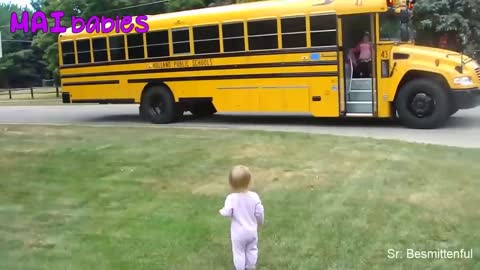 Cute Babies Waiting Big Brother and Sister Come Back to Home from the School.